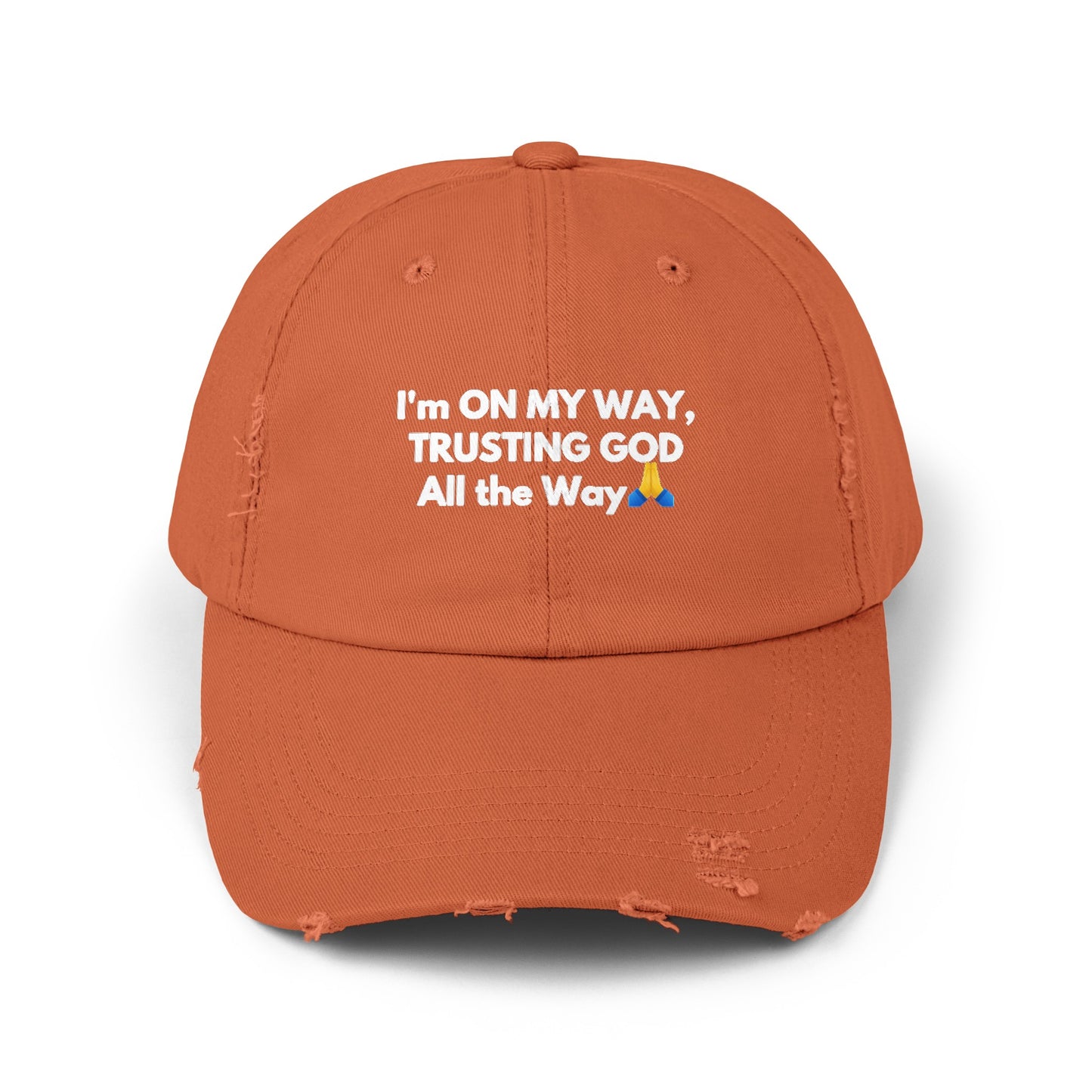 Unisex Distressed Cap | I’m On My Way Trusting God All The Way (Light)