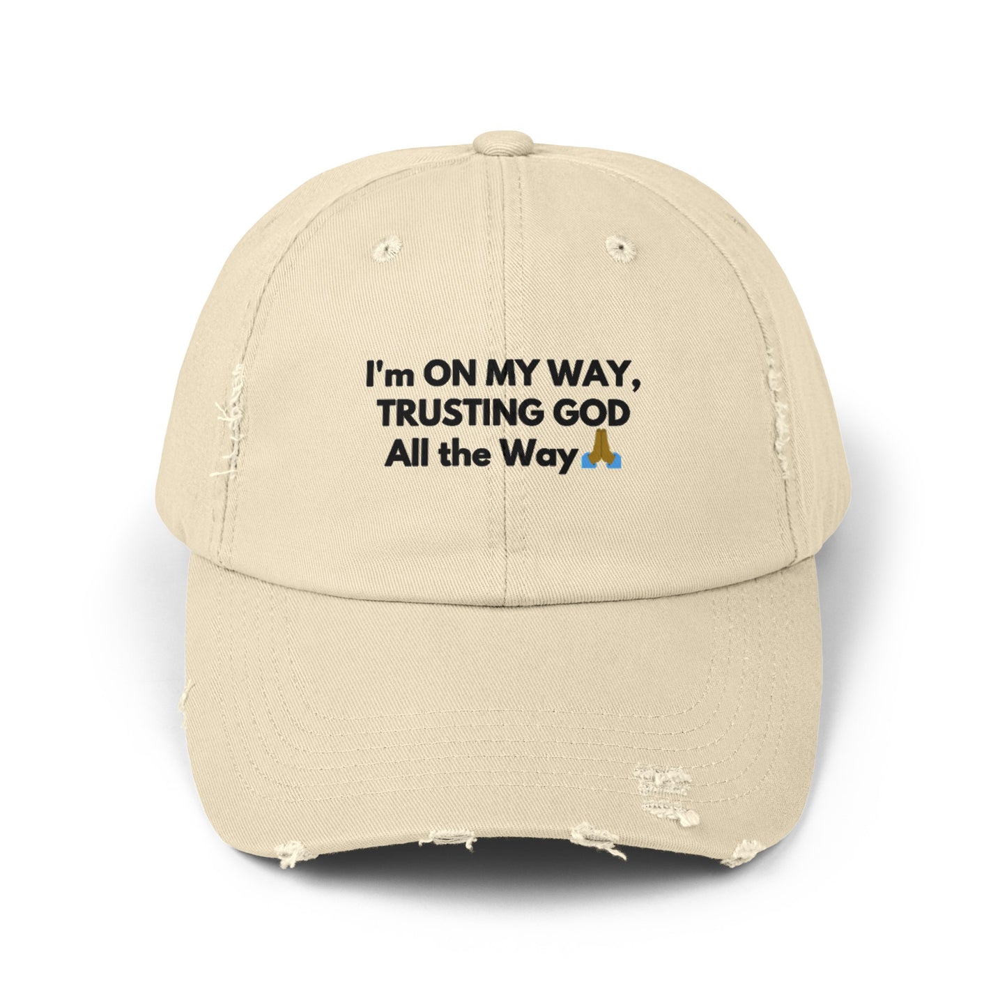 Unisex Distressed Cap | I’m On My Way Trusting God All The Way (Dark)