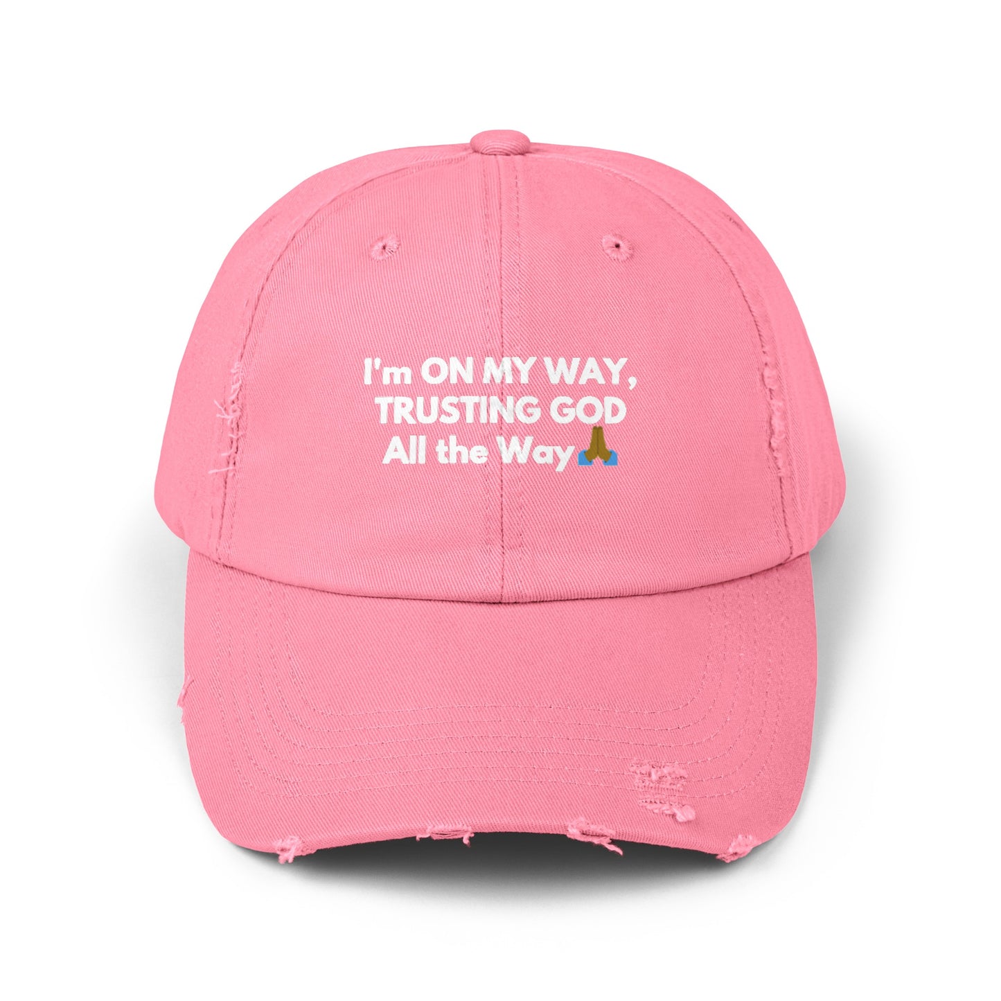 Unisex Distressed Cap | I’m On My Way Trusting God All The Way (Dark)