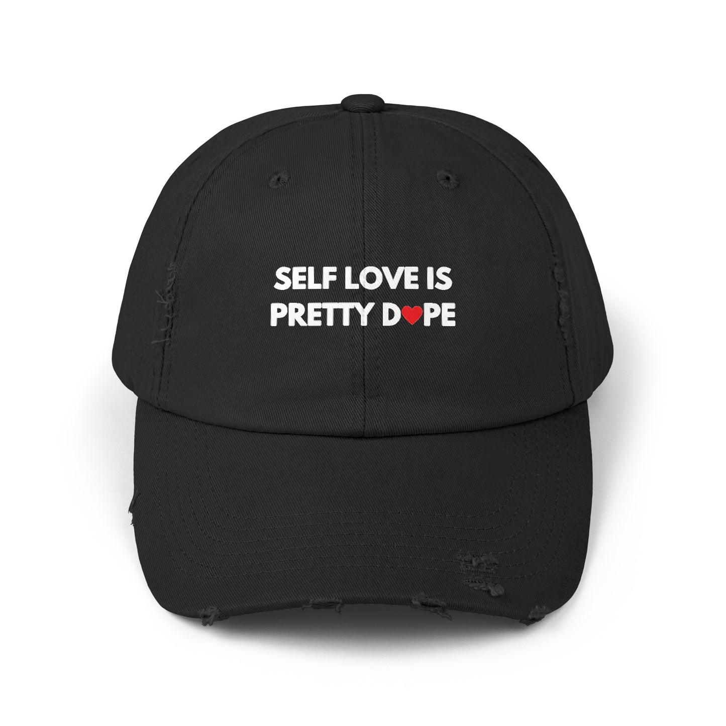 Unisex Distressed Cap | Self Love is Pretty Dope (Heart)