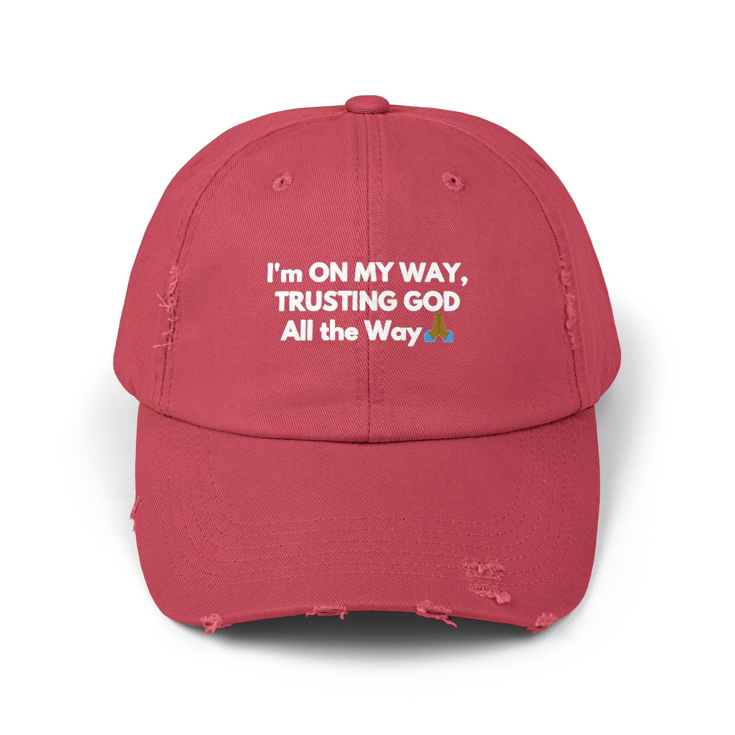 Unisex Distressed Cap | I’m On My Way Trusting God All The Way (Dark)