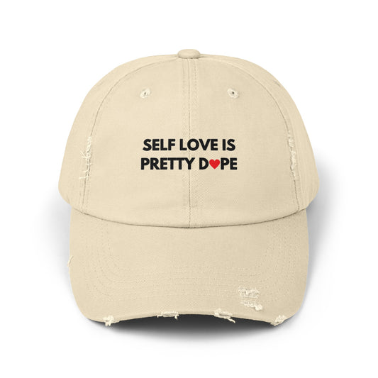 Unisex Distressed Cap | Self Love is Pretty Dope (Heart)