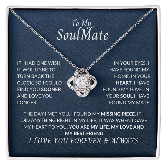 To My Soulmate | I Love You, Forever & Always - Love Knot Necklace